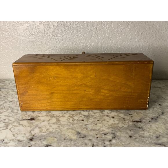 Carved‎ Wooden Divided Tote Mail Storage Box Vtg - Picture 6 of 6